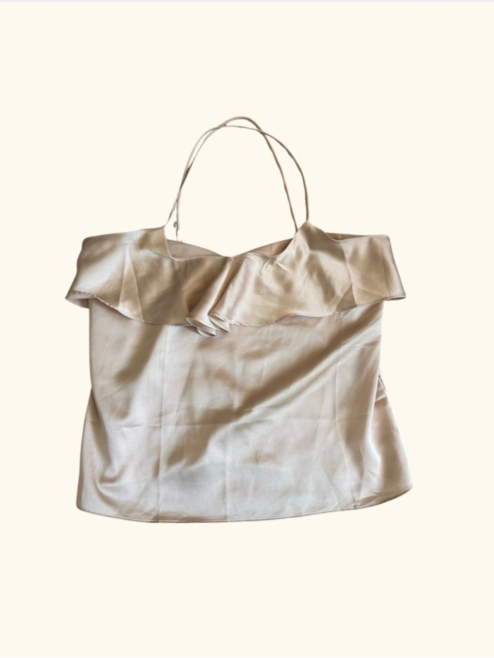 Anthropologie Ruffled Spaghetti Strap Cami Bronze Cream Size Small